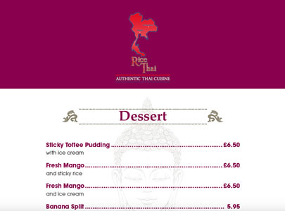 Rice Thai dessert menu