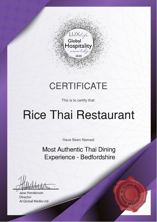 Rice Thai - Most Authentic Thai Dining Experience Bedfordshire 2020