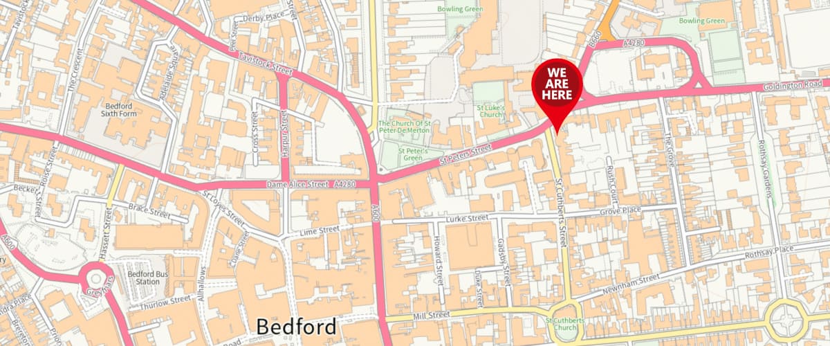 We are here Bedford Rice Thai Map